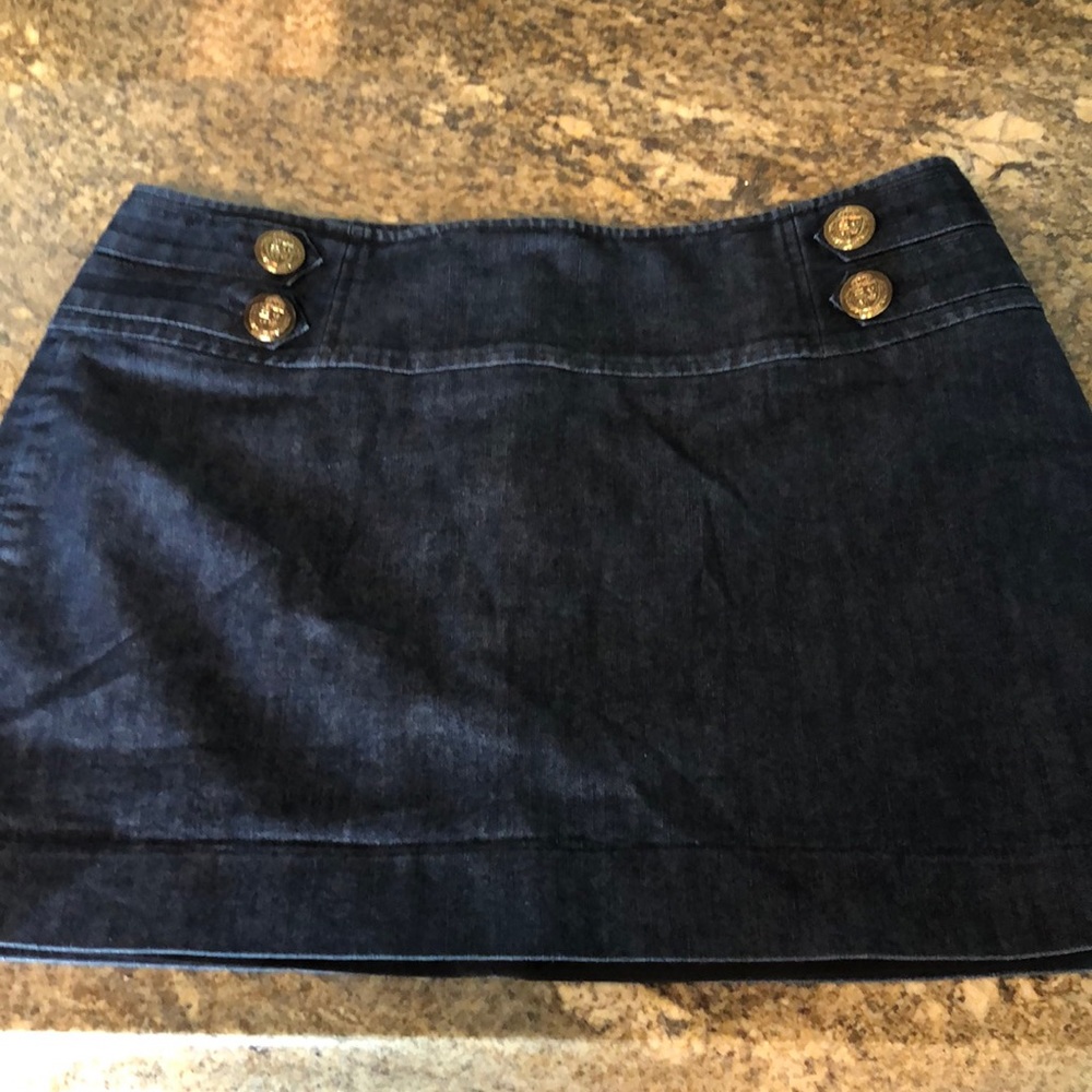 Express Sailor Style Jean Skirt Gold Buttons 8